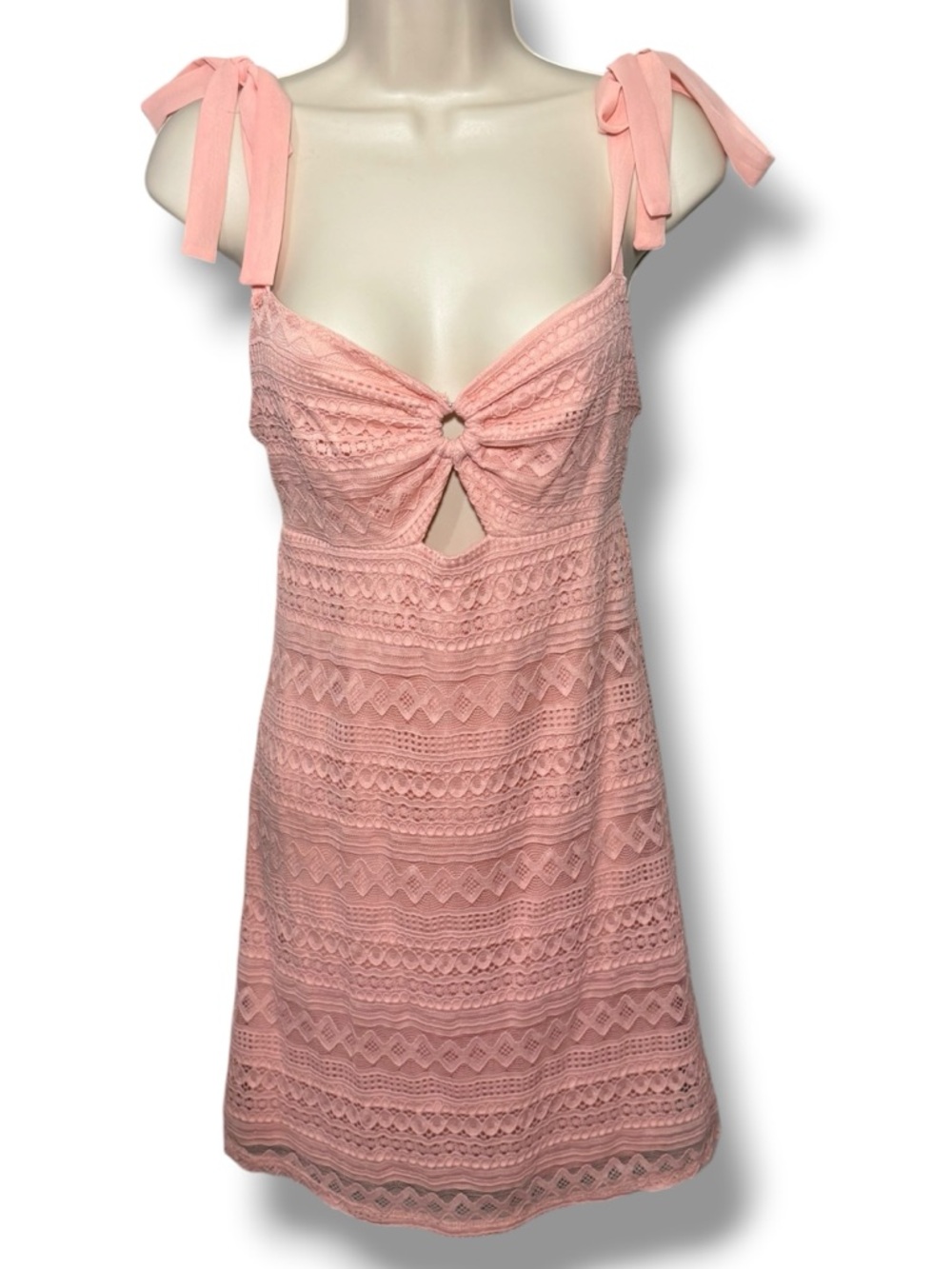 Love to be Spoiled Junior’s Lace Tie-Shoulder Sundress Coral Size Small